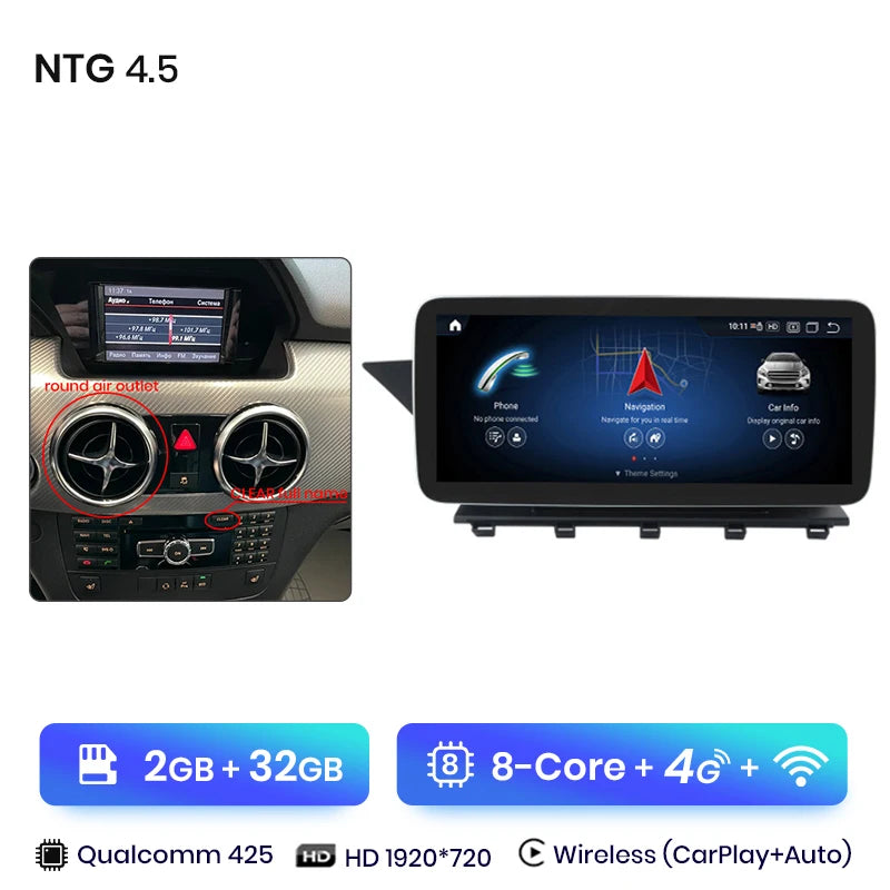 Android Autoradio Carplay Mercedes GLK Klasse X204 2008 - 2015