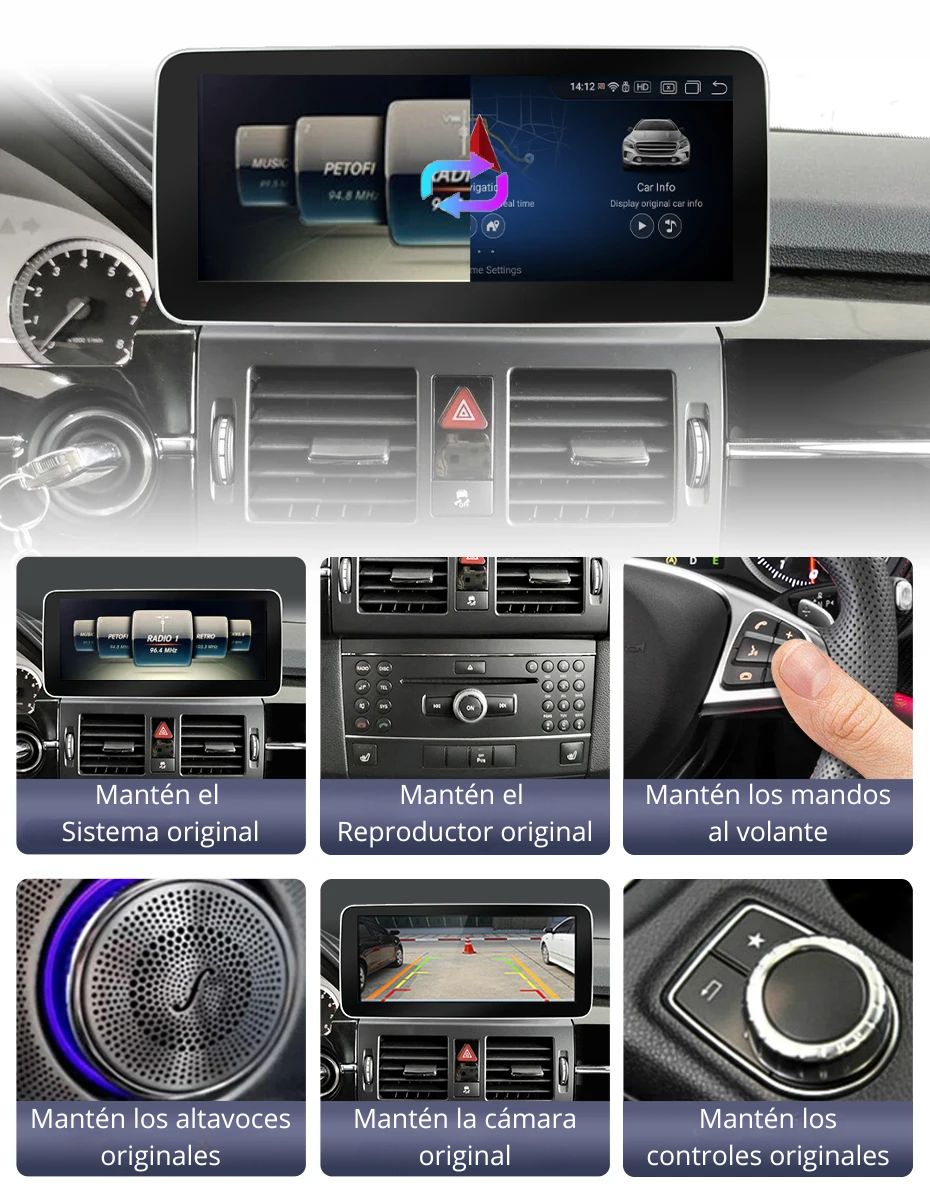 Android Auto Radio Carplay Mercedes GLK Class X204 2008 - 2015