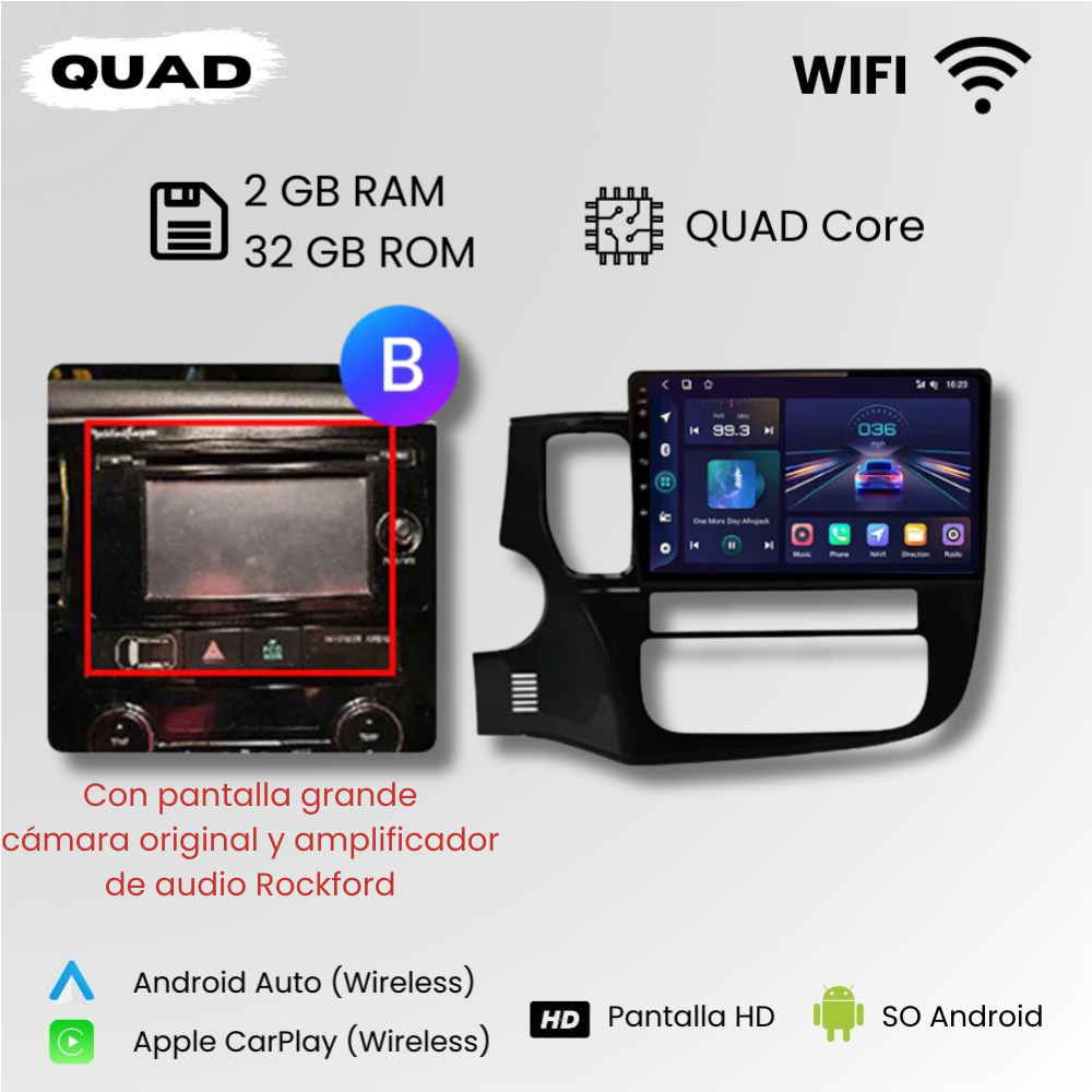 Radio Android Auto Carplay Mitsubishi Outlander 3 2012-2018