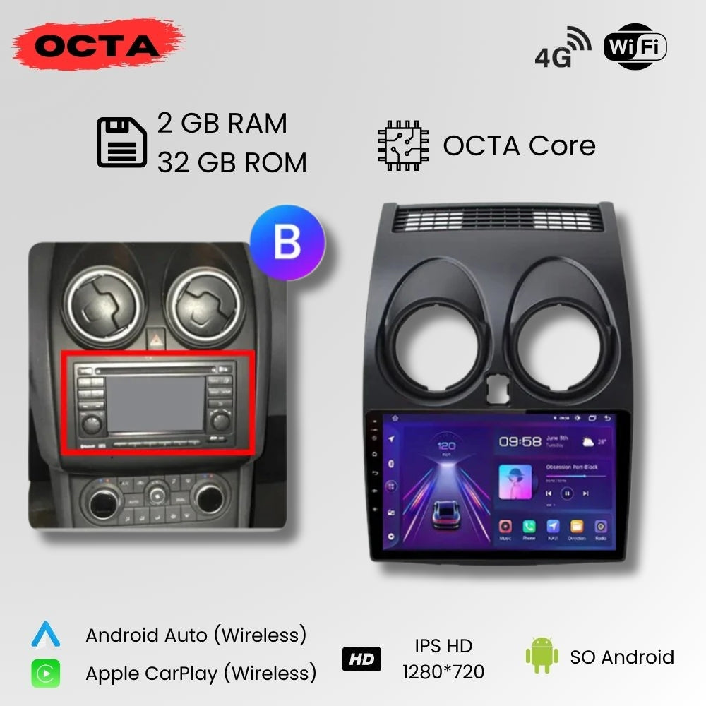 Android Autoradio Carplay Nissan Qashqai J10 2006 - 2013