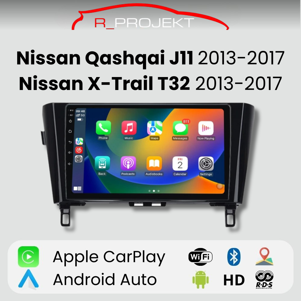 Android Auto Radio Carplay Nissan Qashqai J11 2013-2017 X-Trail 3 T32 2013-2015