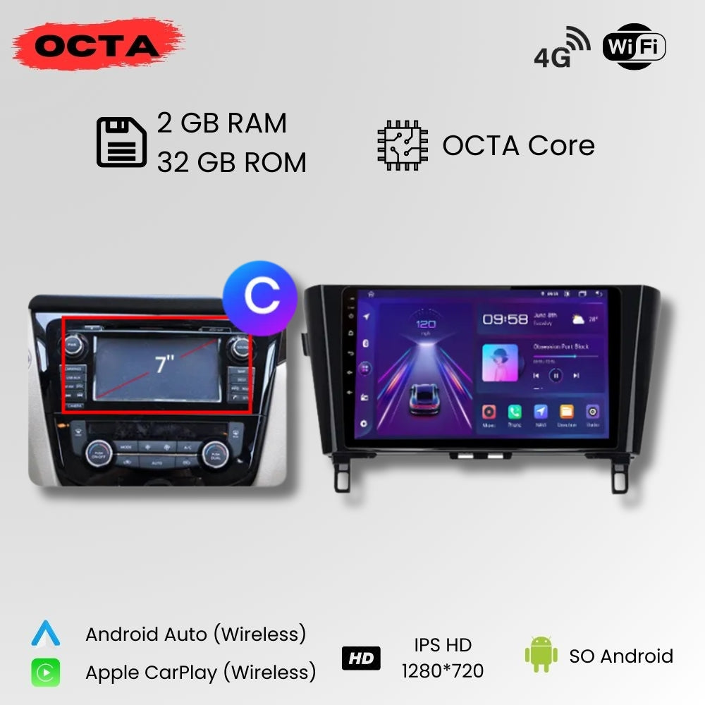 Radio Android Auto Carplay Nissan Qashqai J11 2013-2017 X-Ttrail 3 T32 2013-2015