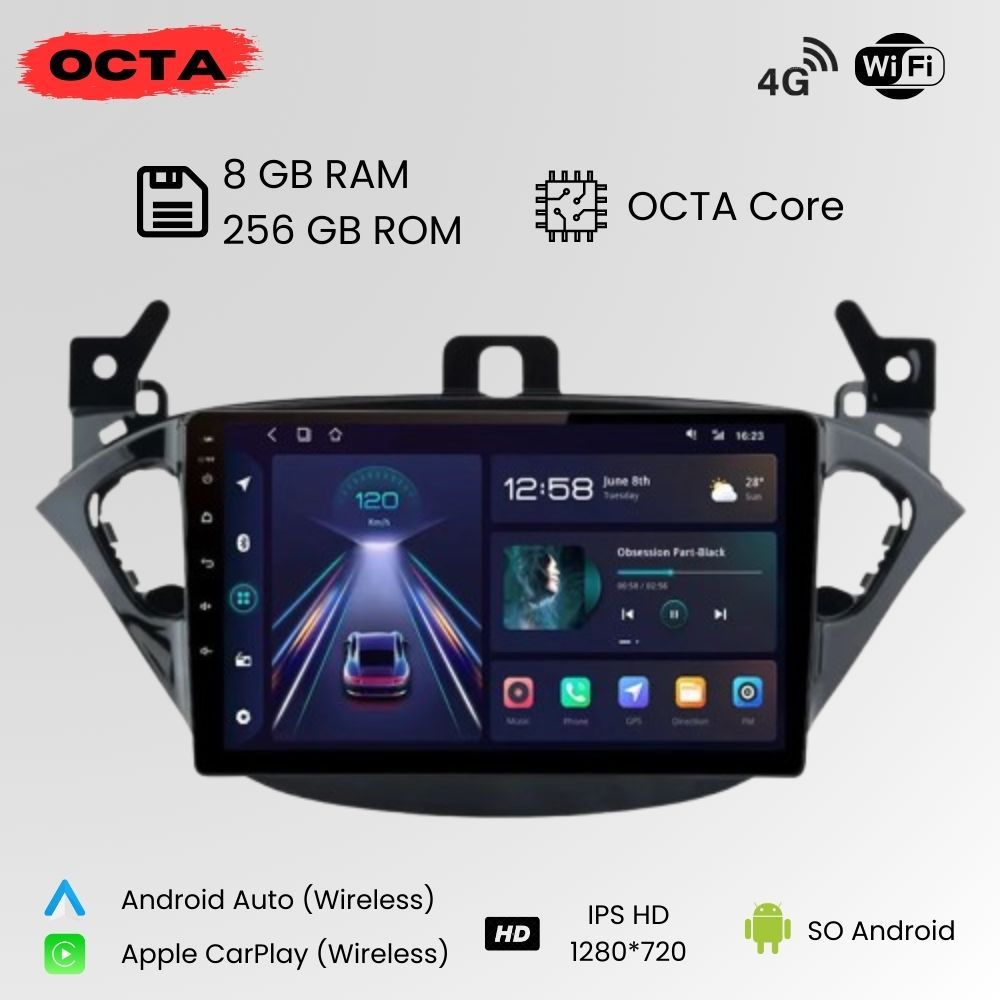 Android Auto Radio Carplay Opel Corsa E 2015-2019 Adam 2013-2016