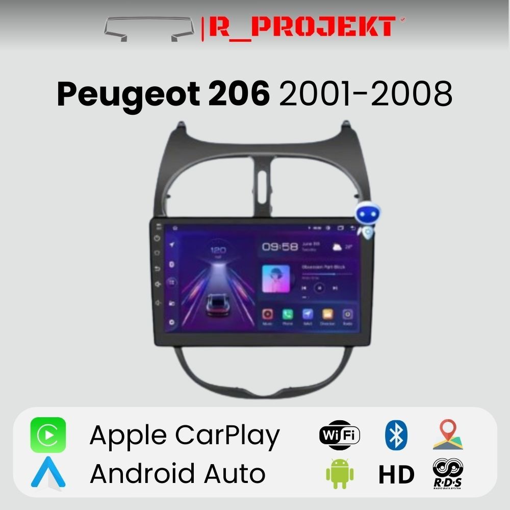 Radio Android Auto Carplay Peugeot 206 2001-2008