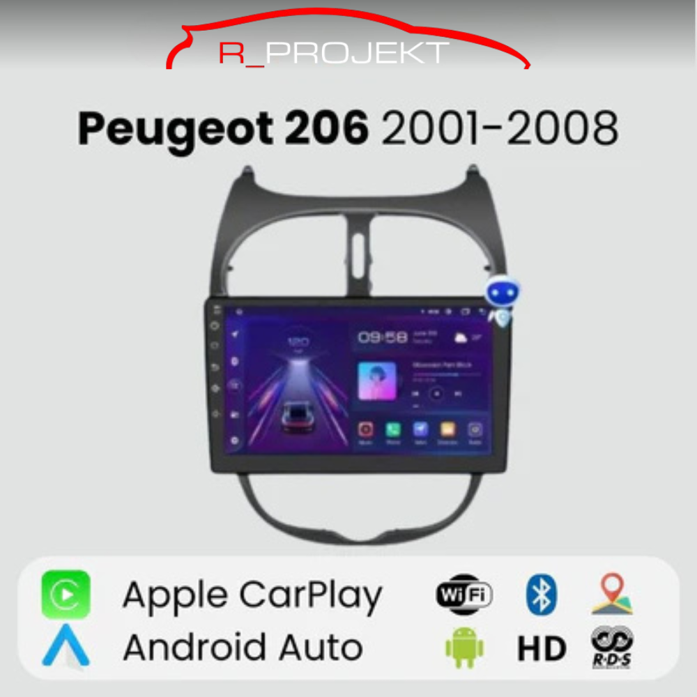 Radio Android Auto Carplay Peugeot 206 2001-2008