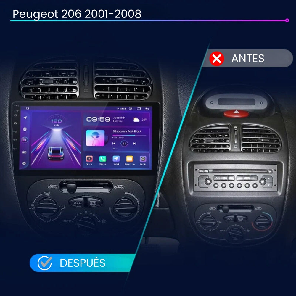 Android Auto Radio Carplay Peugeot 206 2001-2008