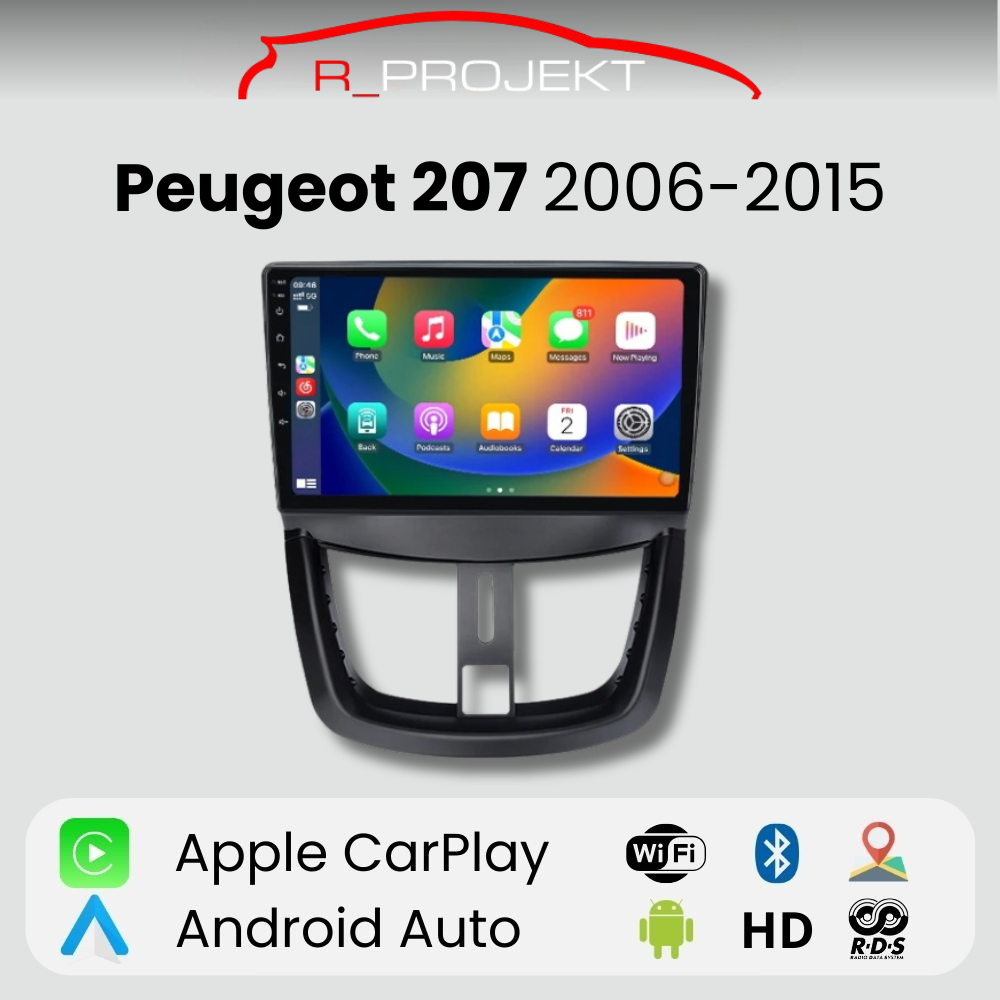 Android Auto Carplay Screen Peugeot 207 2006 - 2015