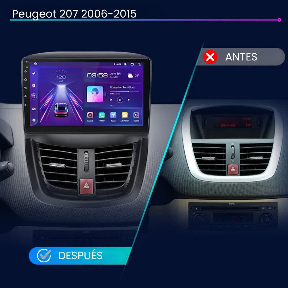 Radio Android Auto Carplay Peugeot 207 2006 - 2015