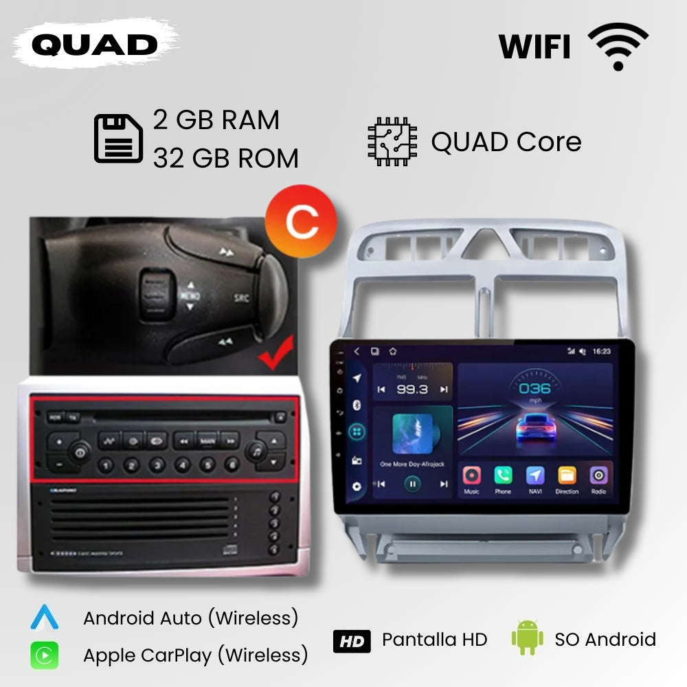 Android Autoradio Carplay Peugeot 307 307CC 307SW 2002 - 2013