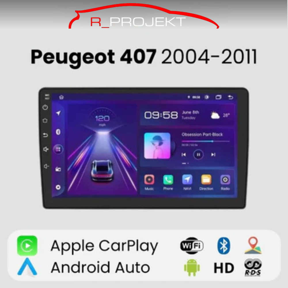 Android Auto Radio Carplay Peugeot 407 2004 - 2011