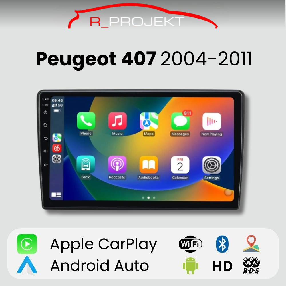 Android Auto Carplay Screen Peugeot 407 2004 - 2011