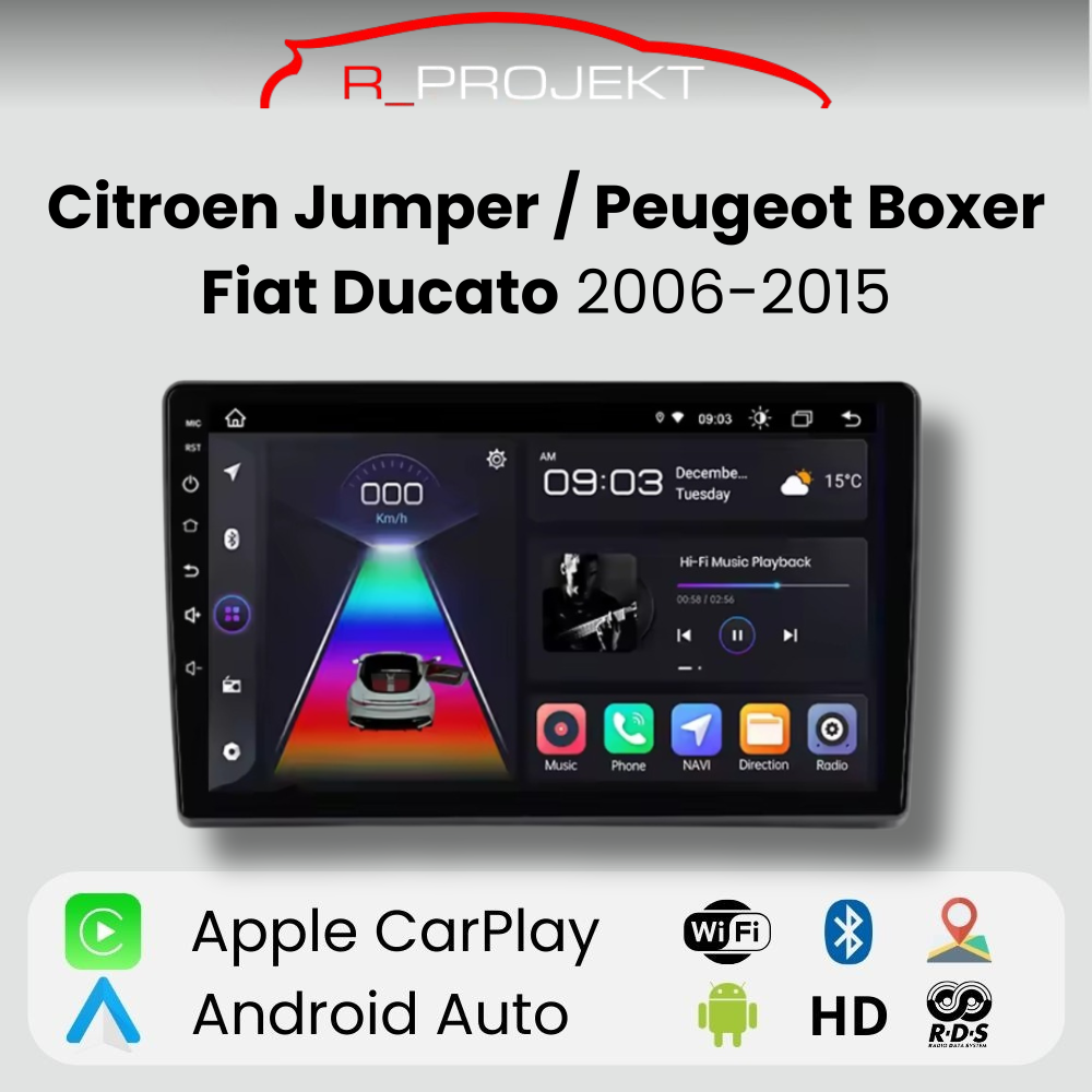 Android Auto Radio Carplay Peugeot Boxer 2 Citroen Jumper 2 Fiat Ducato 2006-2015