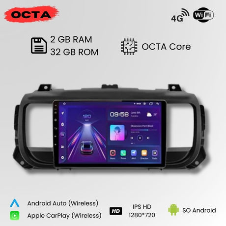 Android Auto Radio Carplay Peugeot Expert 3 Citroen Jumpy 3 SpaceTourer 2016 - 2021