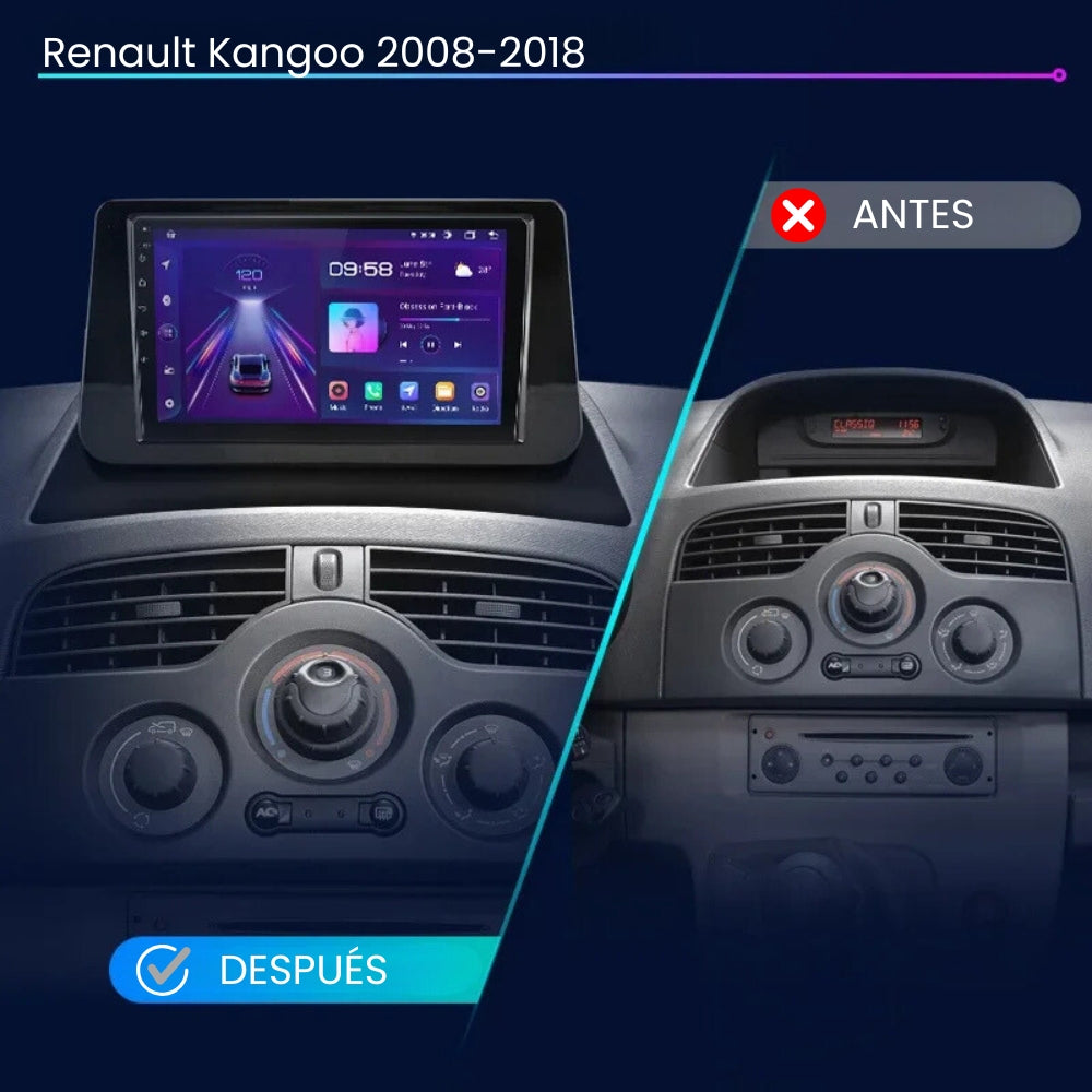 Autoradio GPS Écran Tactile Android Pour Renault Kangoo 2008-2018 | Bluetooth, CarPlay, Android Auto, Caméra De Recul Incluse