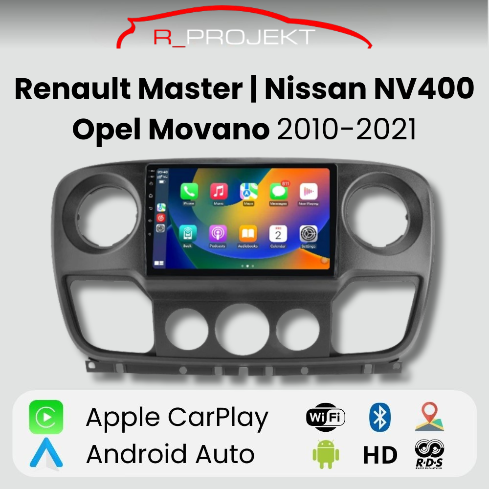 Radio Android Auto Carplay Renault Master Nissan NV400 Opel Movano 2010-2021
