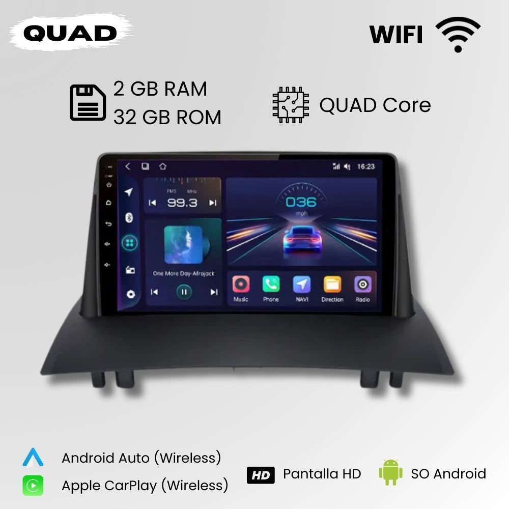 Autoradio Android Pour Renault Megane 2 (2002-2009) - 7 Pouces, CarPlay/Android Auto, GPS, WiFi, Caméra De Recul - 2Go+64Go