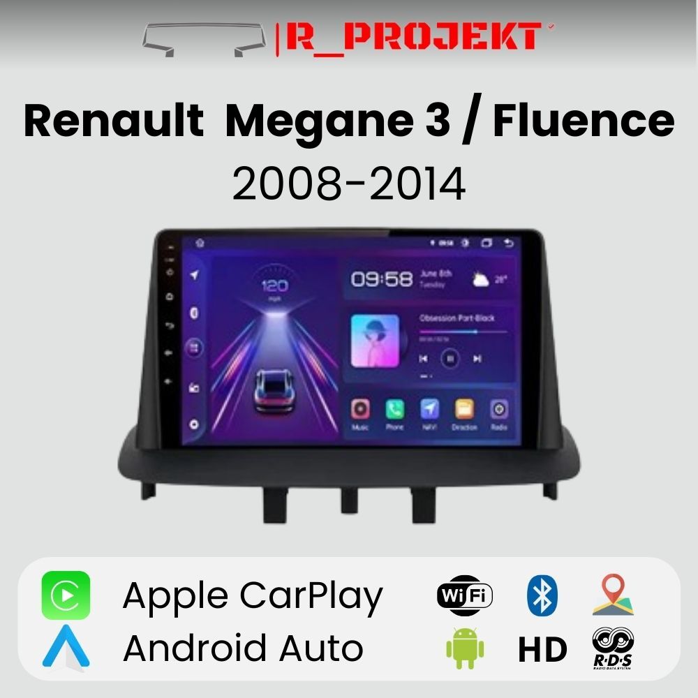 Android Auto Radio Carplay Renault Megane 3 Fluence 2008-2014