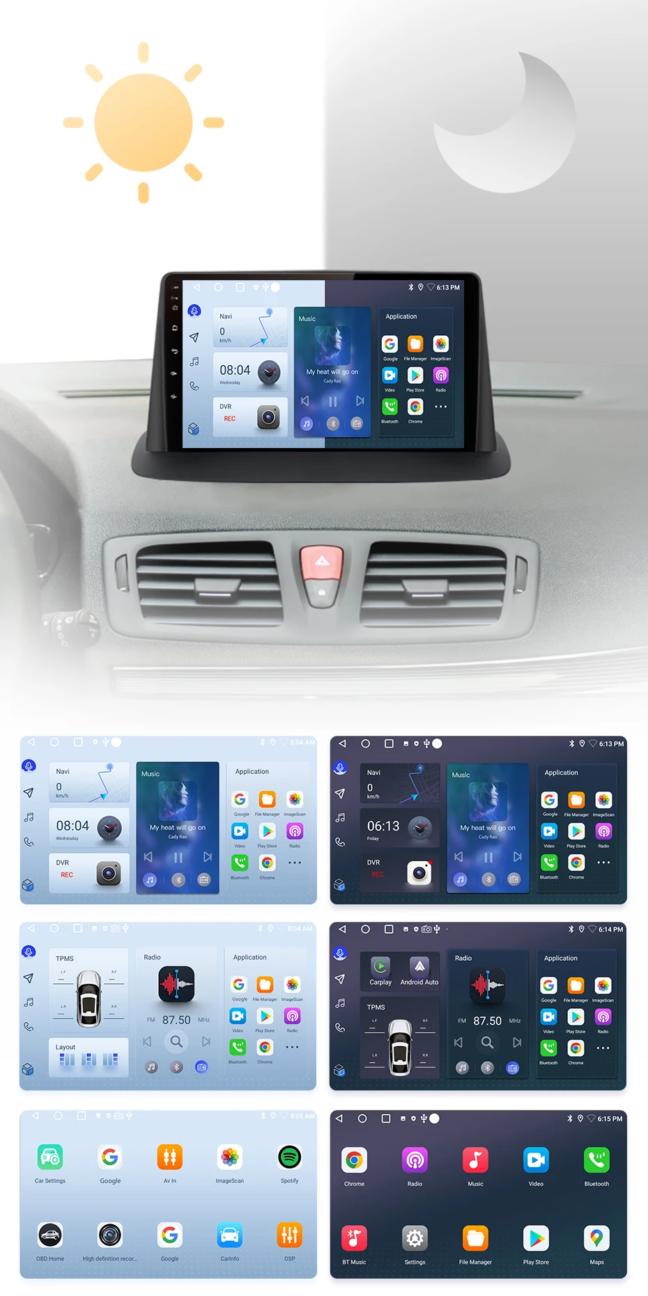 Radio Android Auto Carplay Renault Megane 3 Fluence 2008-2014