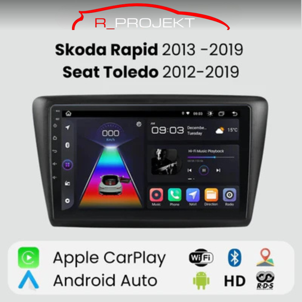 Radio Android Auto Carplay Skoda Rapid 2013 -2019 Seat Toledo 2012-2019
