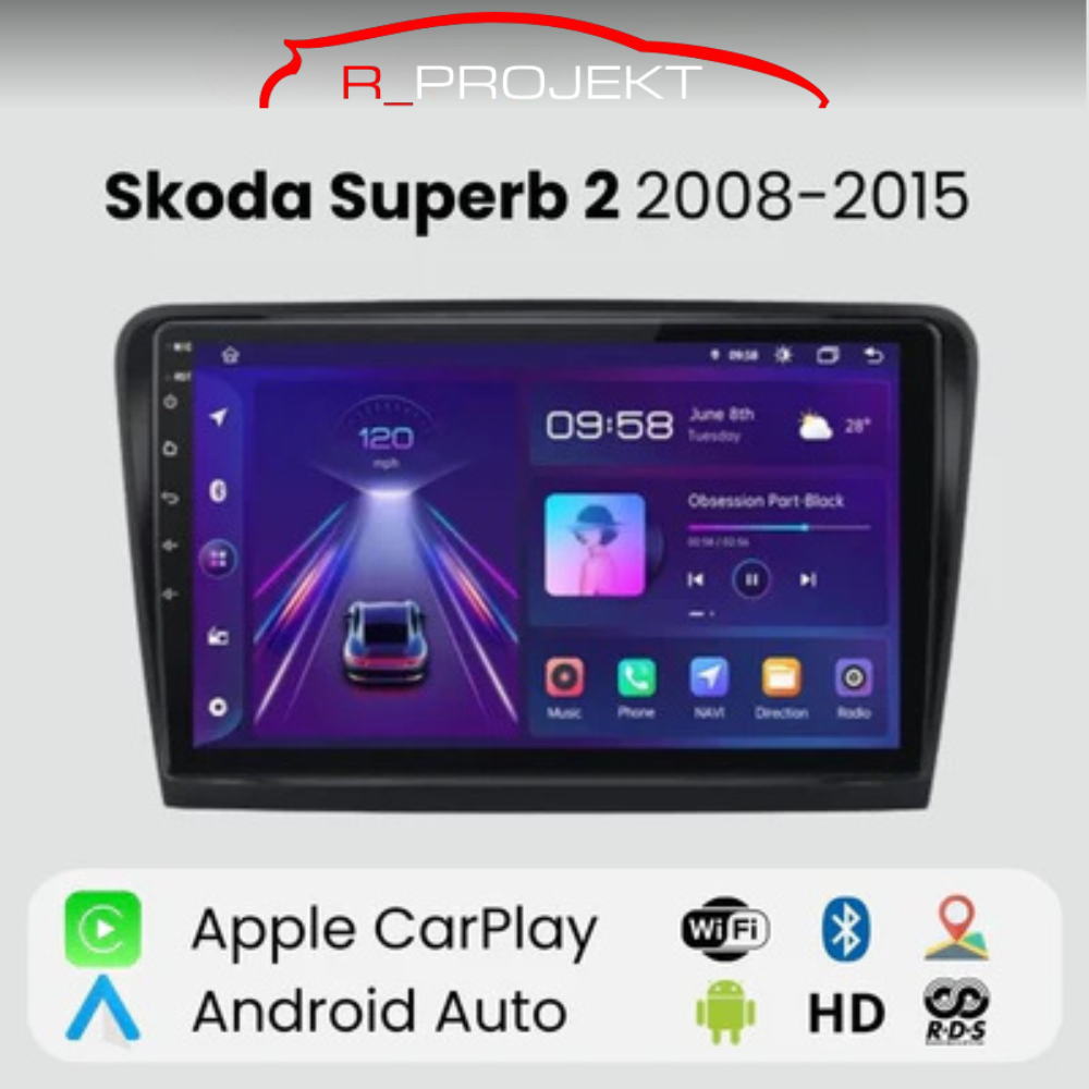 Radio Android Auto Carplay Skoda Superb 2 2008 - 2015
