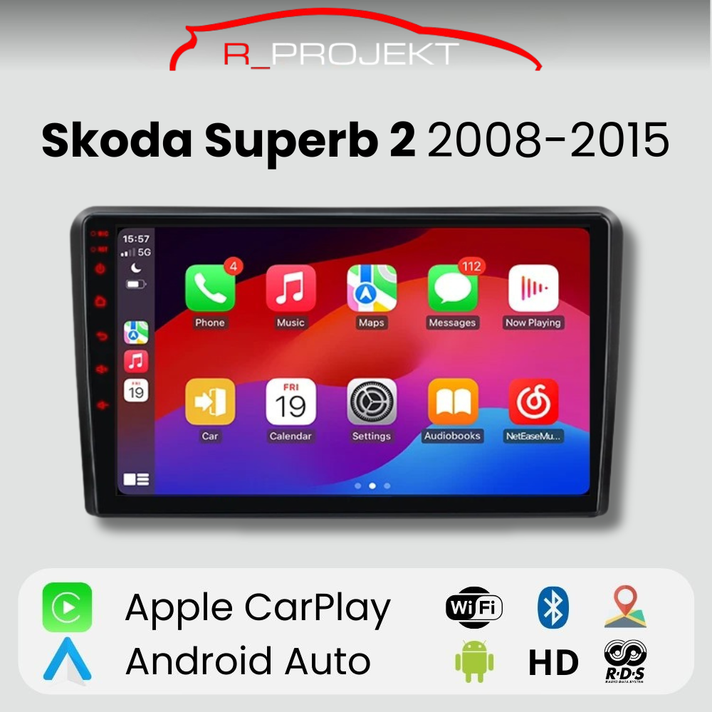 Android Auto Radio Carplay Skoda Superb 2 2008 - 2015