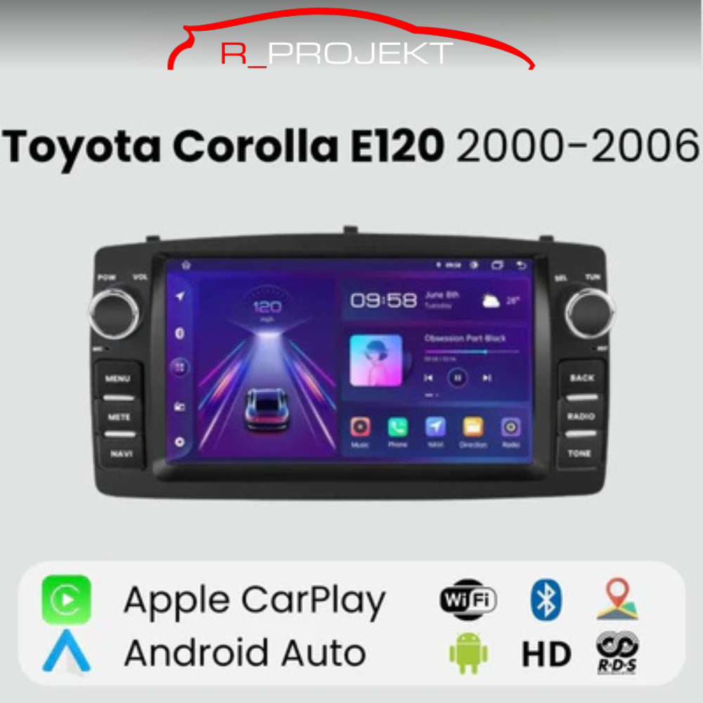 Android Auto Radio Carplay Toyota Corolla E120 2000-2006