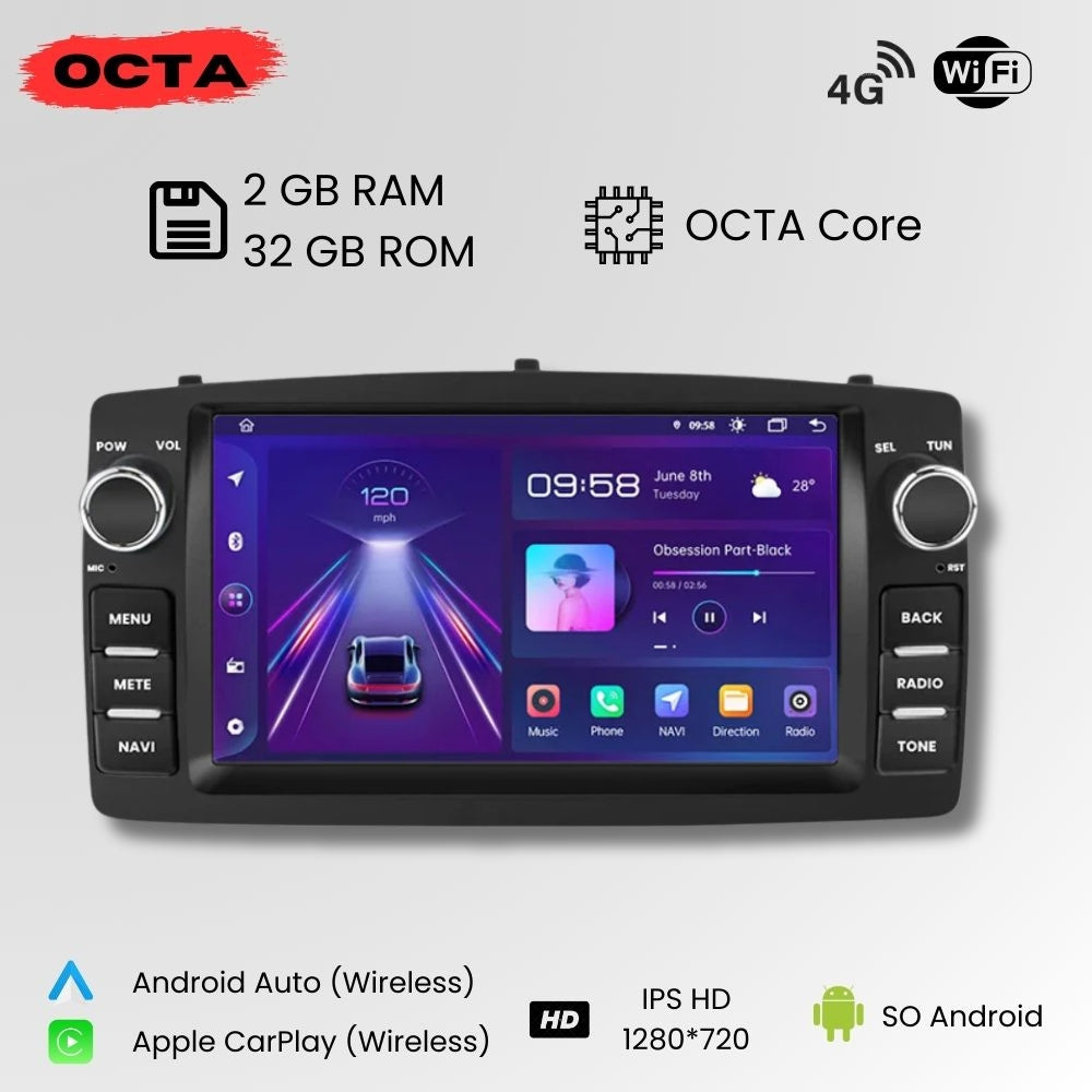 Android Autoradio Carplay Toyota Corolla E120 2000-2006