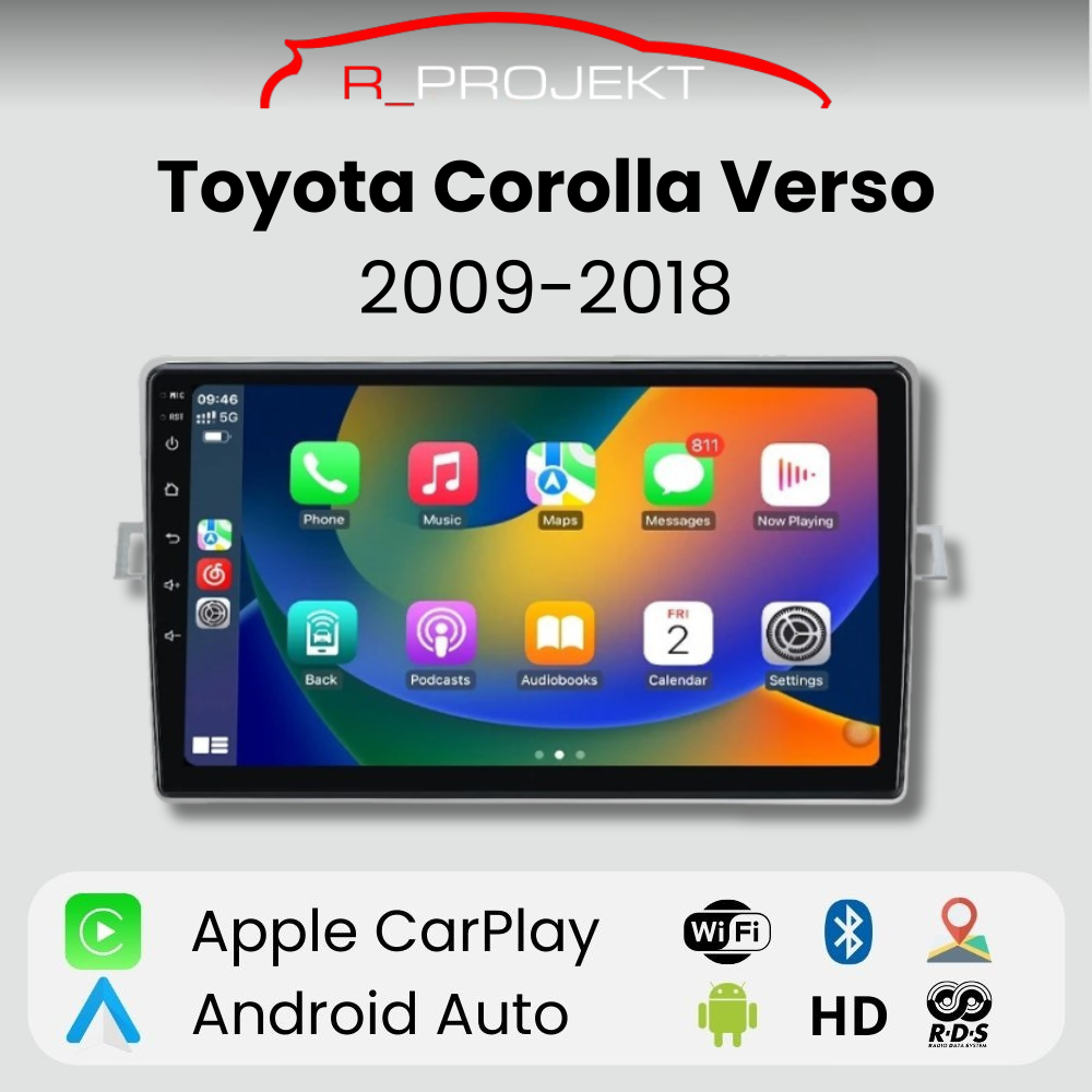 Android Auto Radio Carplay Toyota Corolla Verso 2009 - 2018