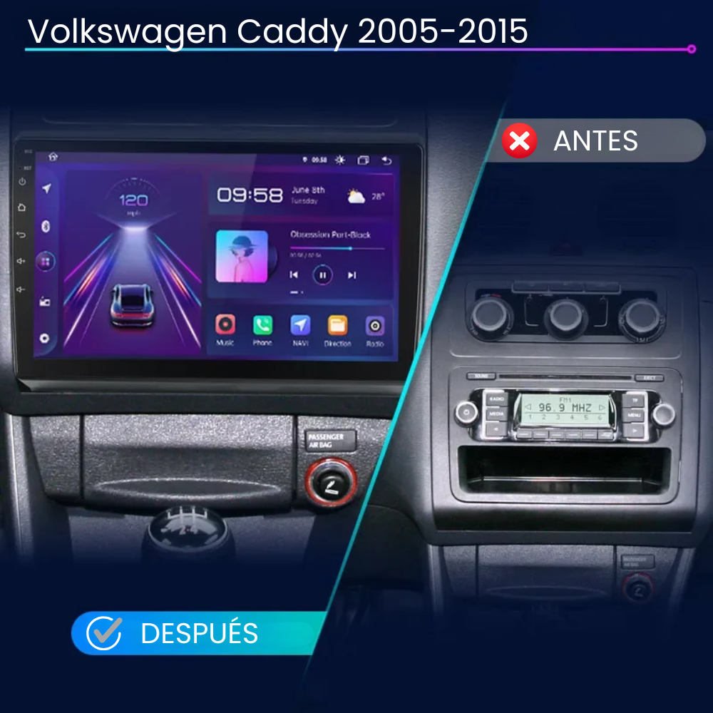 Android Auto Radio Carplay Volkswagen Caddy 2005-2015