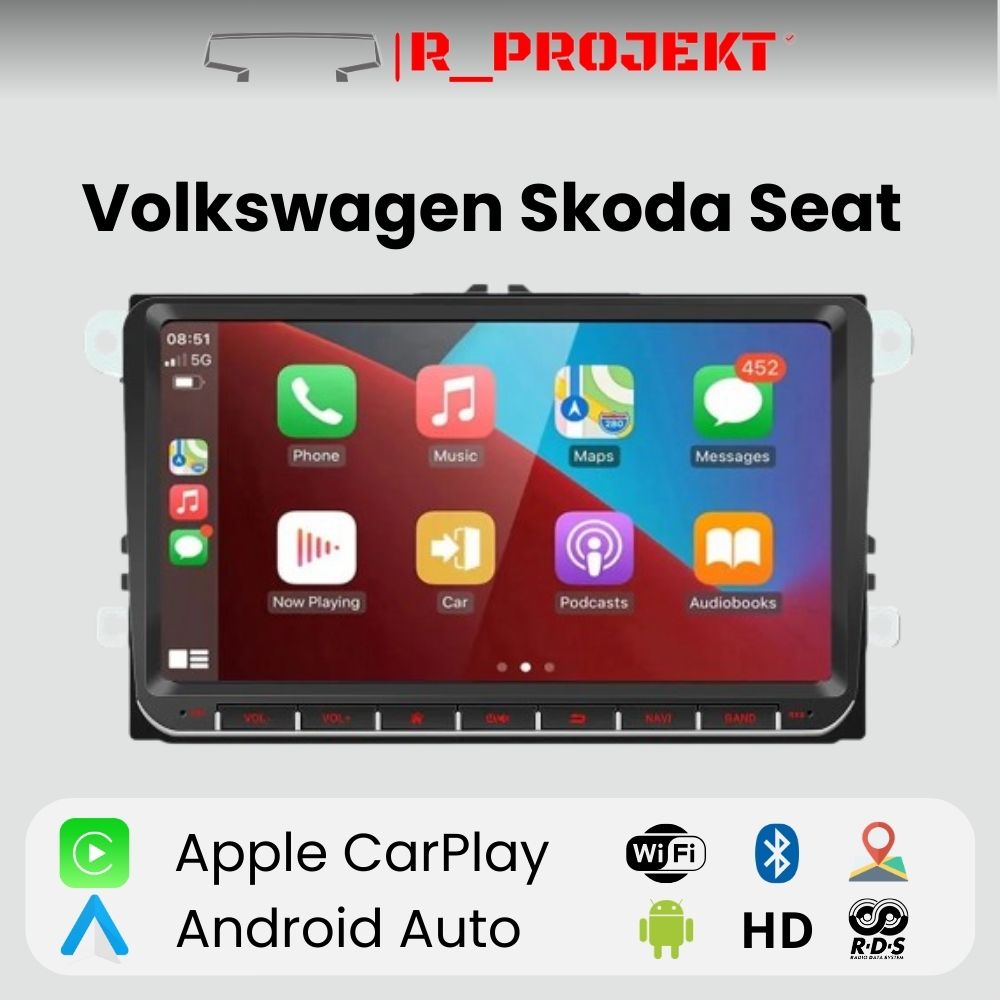 Radio Android Auto Carplay Volkswagen Golf 5 6 Passat B6 B7 Eos Touran Tiguan Scirocco Octavia Fabia