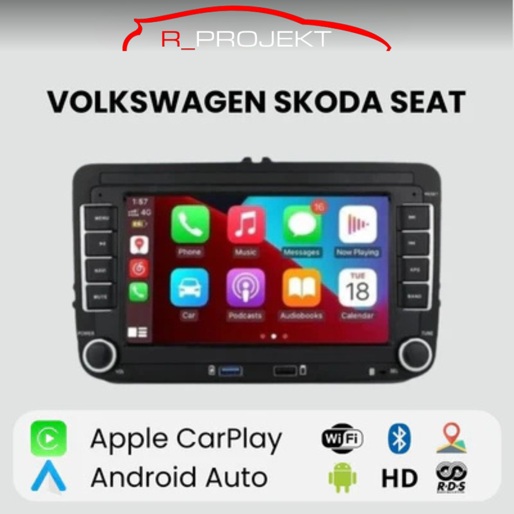 Radio Android Auto Carplay Volkswagen Golf 5 6 Passat B6 B7 Leon Eos Touran Sharan Tiguan Scirocco Octavia Fabia