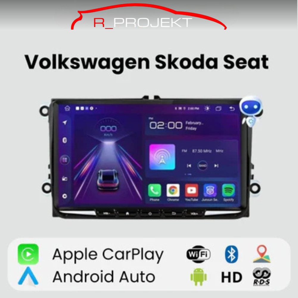 Radio Android Auto Carplay Volkswagen Golf 5 6 Passat B6 B7 Leon Eos Touran Sharan Tiguan Scirocco Octavia Fabia