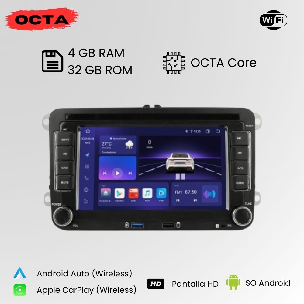 Android Autoradio Carplay Volkswagen <tc>Golf</tc> 5 6 Passat B6 B7 <tc>Leon</tc> Eos Touran Sharan Tiguan Scirocco Octavia Fabia