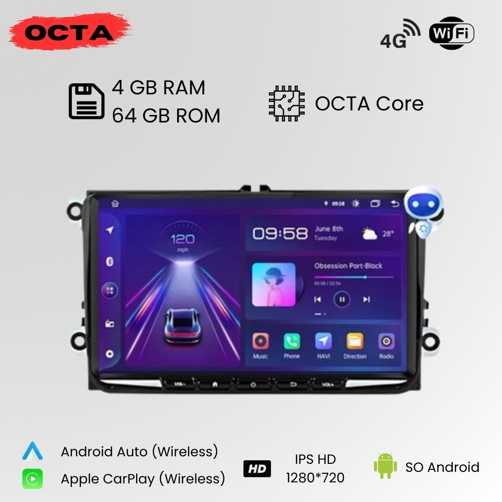 Android Autoradio Carplay Volkswagen <tc>Golf</tc> 5 6 Passat B6 B7 <tc>Leon</tc> Eos Touran Sharan Tiguan Scirocco Octavia Fabia