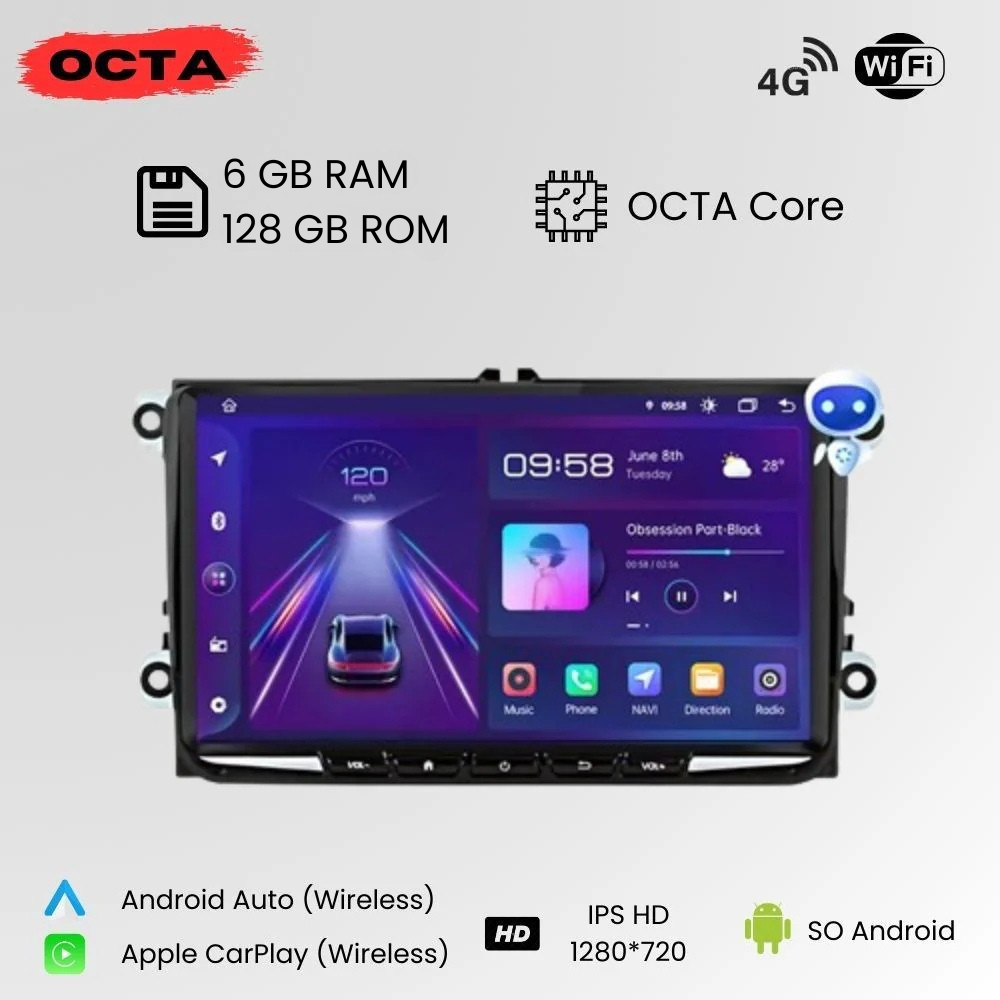 Android Autoradio Carplay Volkswagen Golf 5 6 Passat B6 B7 Leon Eos Touran Sharan Tiguan Scirocco Octavia Fabia