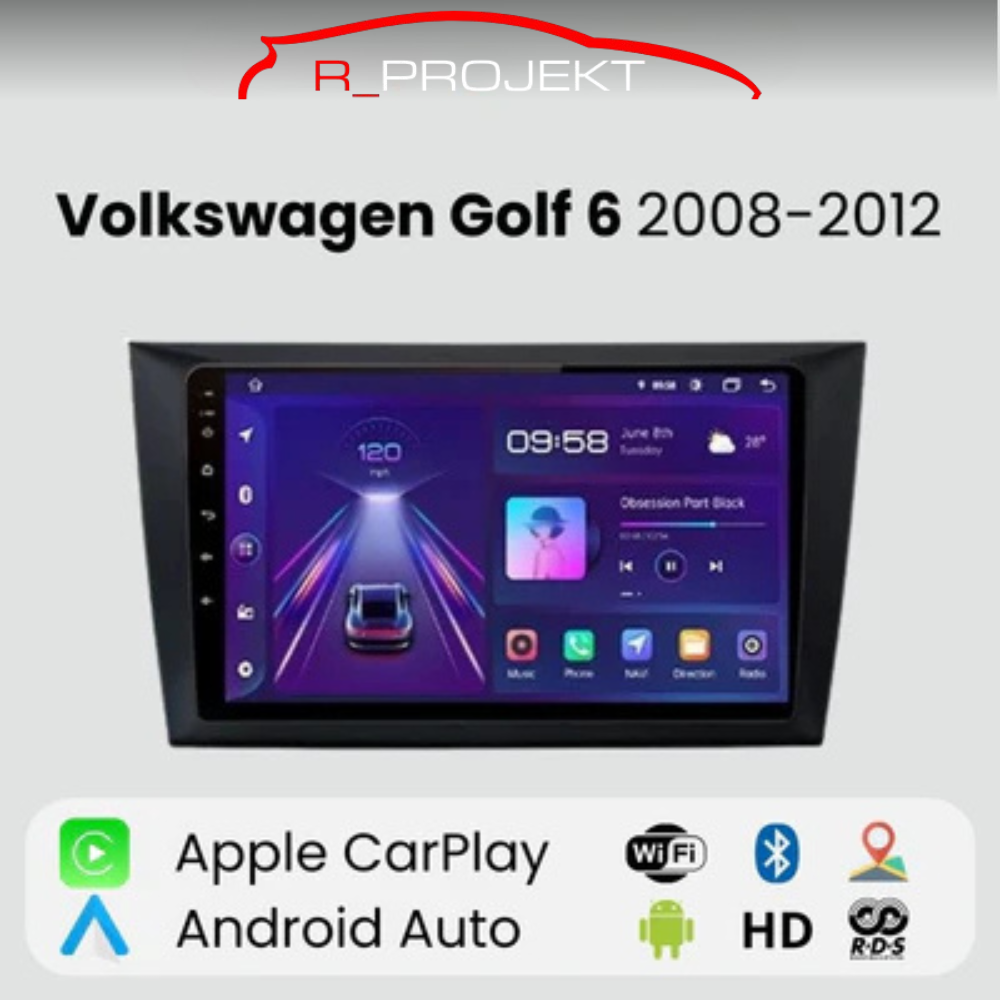 Radio Android Auto Carplay Volkswagen Golf 6 2008-2016