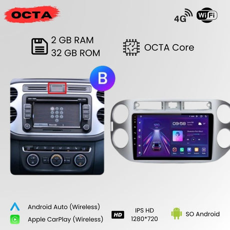 Android Autoradio Carplay Volkswagen Tiguan 2006-2016