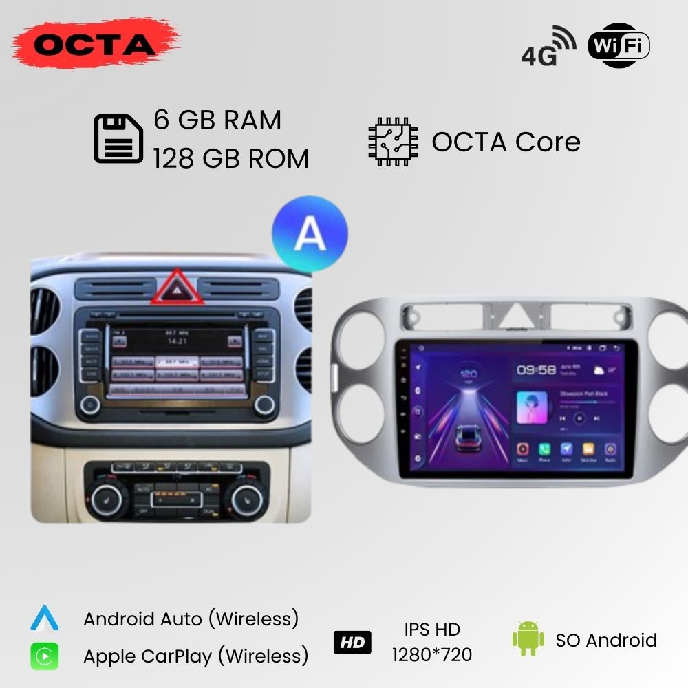 Android Autoradio Carplay Volkswagen Tiguan 2006-2016