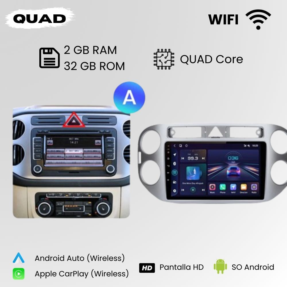 Android Autoradio Carplay Volkswagen Tiguan 2006-2016