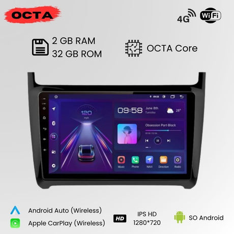 Radio Android Auto Carplay Volkswagen Polo 5 6R 6C 2008-2020