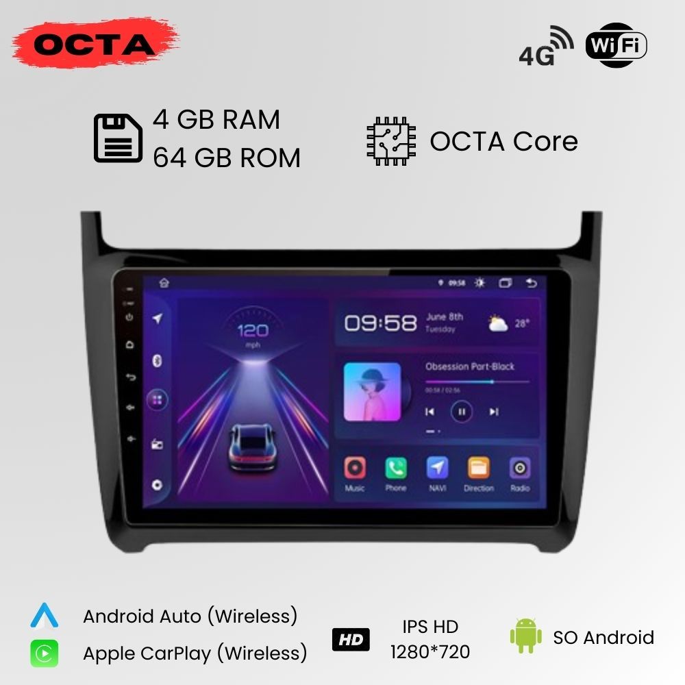 Android Autoradio Carplay Volkswagen Polo 5 6R 6C 2008-2020