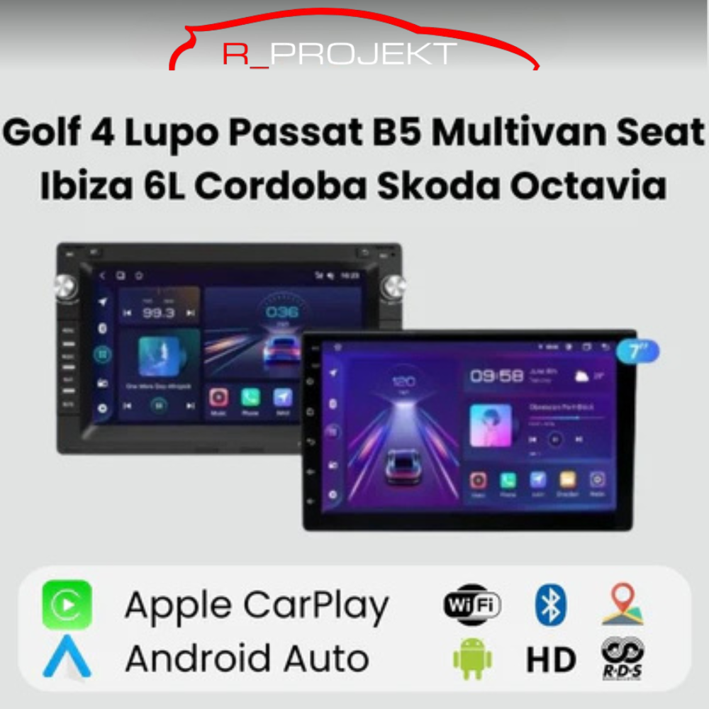 Radio Android Auto Carplay Volkswagen Seat Skoda Golf 4 Passat Polo Transporter T5 Multivan