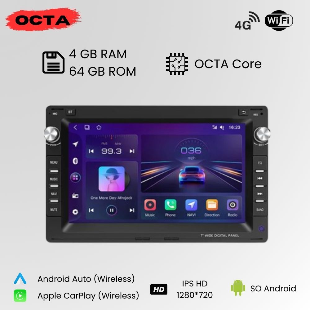 Radio Android Auto Carplay Volkswagen Seat Skoda Golf 4 Passat Polo Transporter T5 Multivan