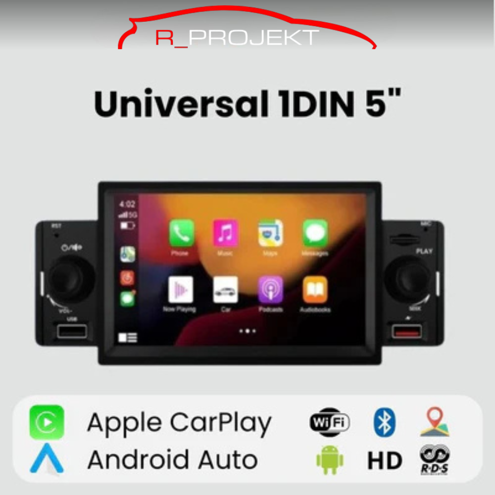 Radio Universal 1 DIN Android Auto Carplay 5 Pulgadas