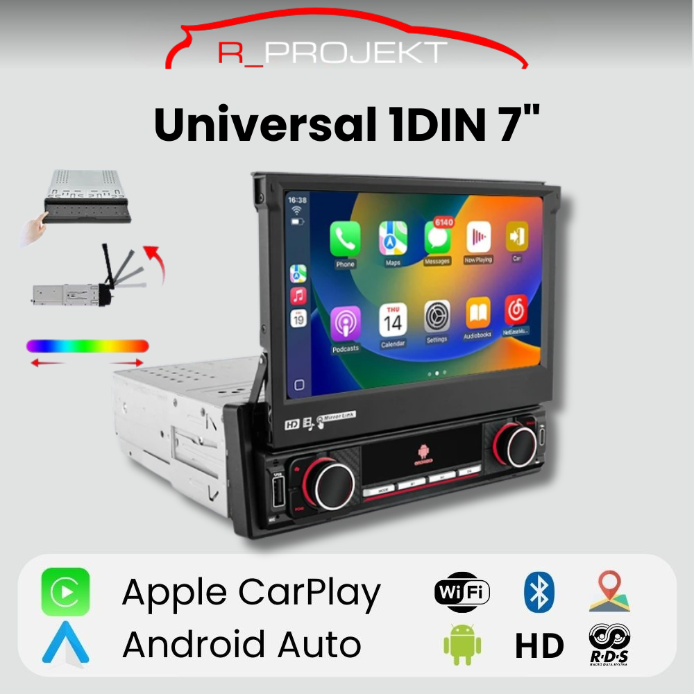 Radio Universal 1 DIN Android Auto Carplay 7 Pulgadas