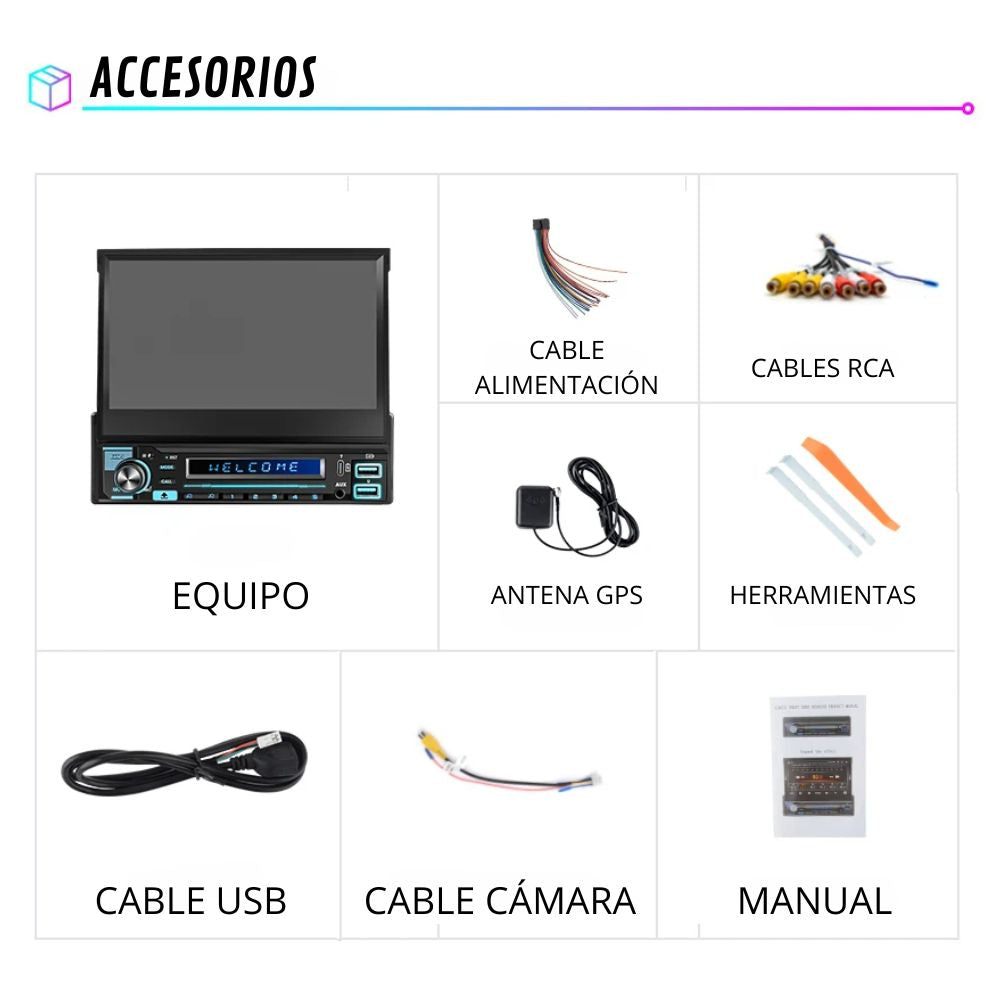 Radio Universal 1 DIN Android Auto Carplay 7 Pulgadas