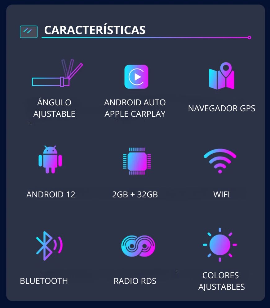 Radio Universal 1 DIN Android Auto Carplay 7 Pulgadas