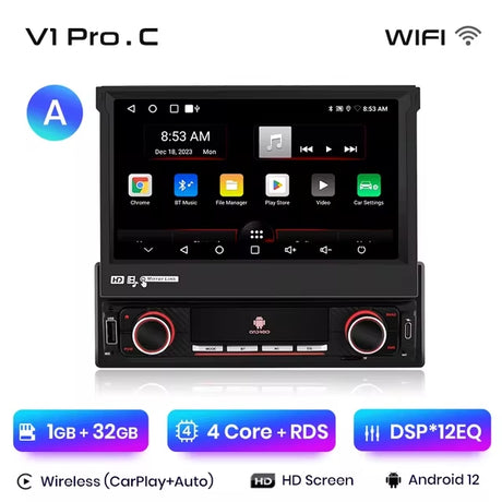 Radio Universal 1 DIN Android Auto Carplay 7 Pulgadas