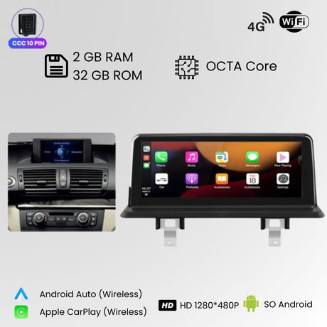 Android Autoradio Carplay BMW Serie 1 E81 E82 E87 E88 10 Zoll