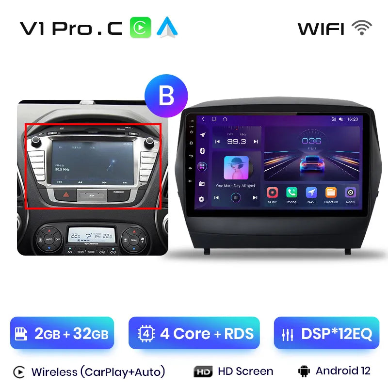 Android Auto Radio Carplay Hyundai Tucson 2 IX35 2009 - 2015